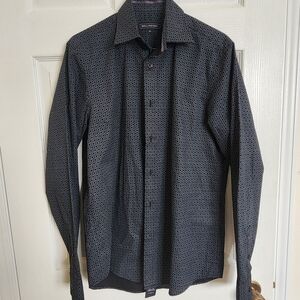 BELLISSIMO Men's Printed Button-Up Shirt - Black & Gray Circles